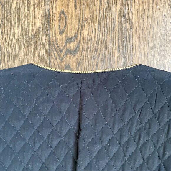Caron Petite Vintage Quilted Jacket Black Gold Trim Button Front Cropped USA - Picture 7 of 7